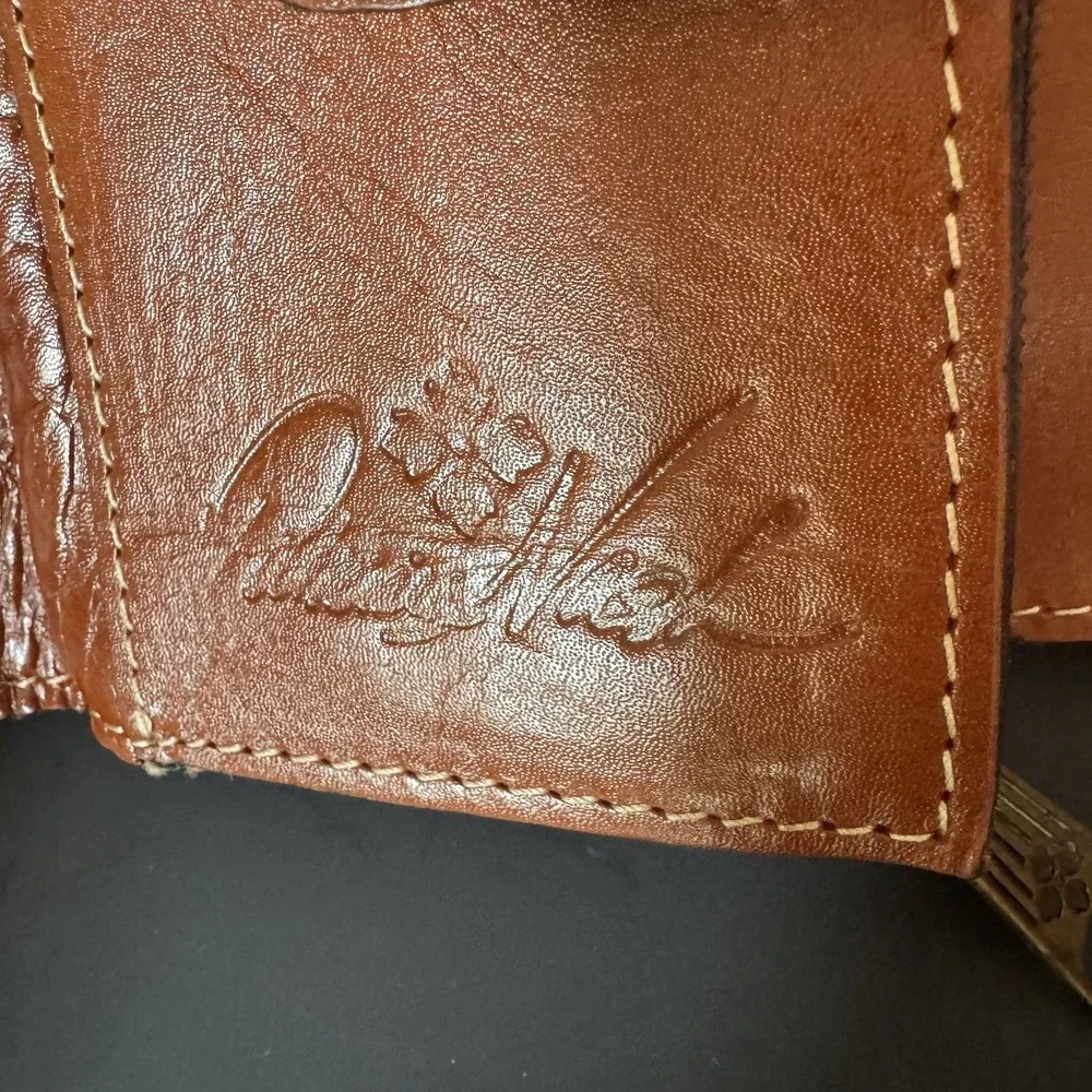 Patricia Nash Cametti Trifold Florence Leather Wallet Brown Classic Western Boho
